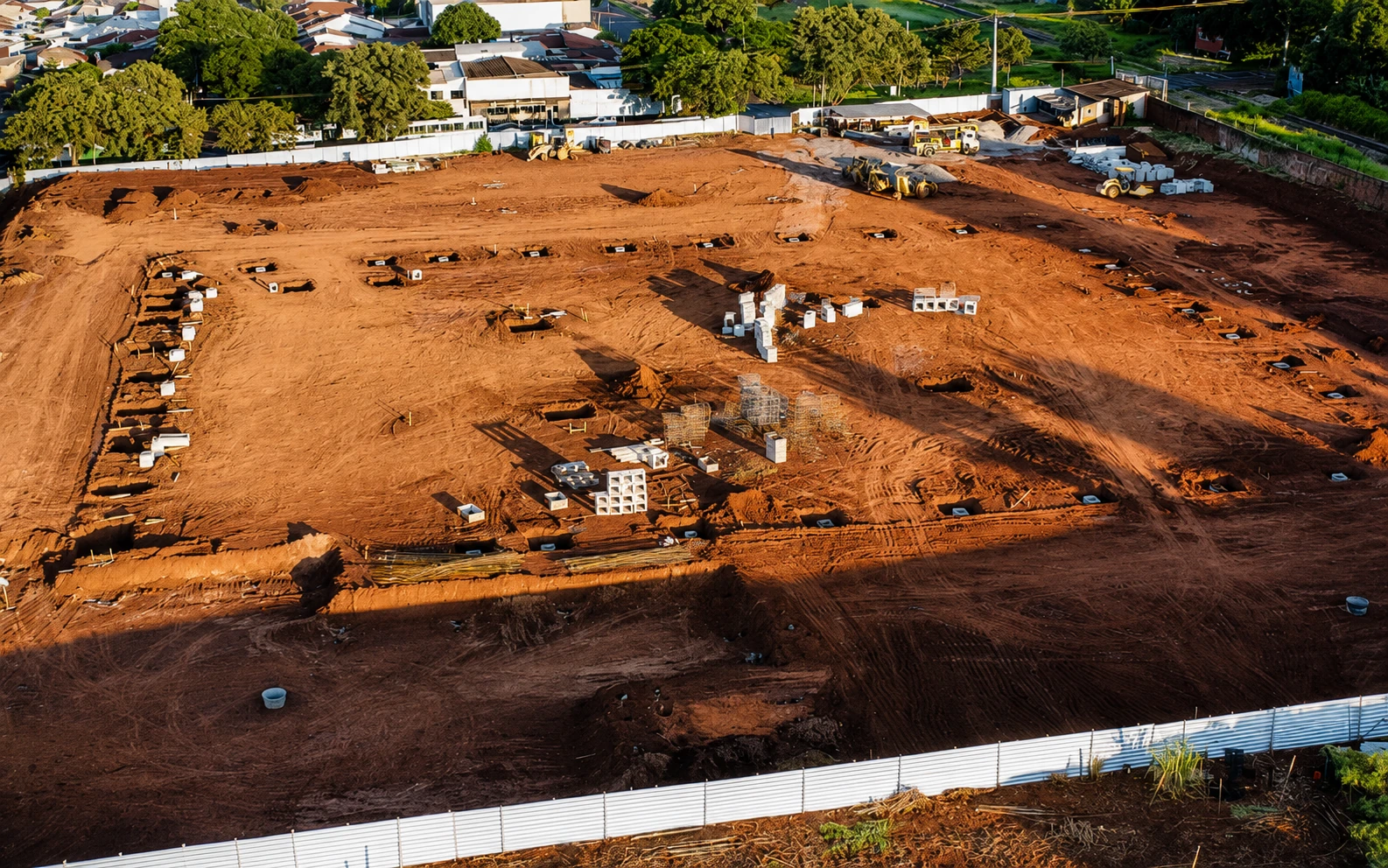 Vista aérea da obra em andamento